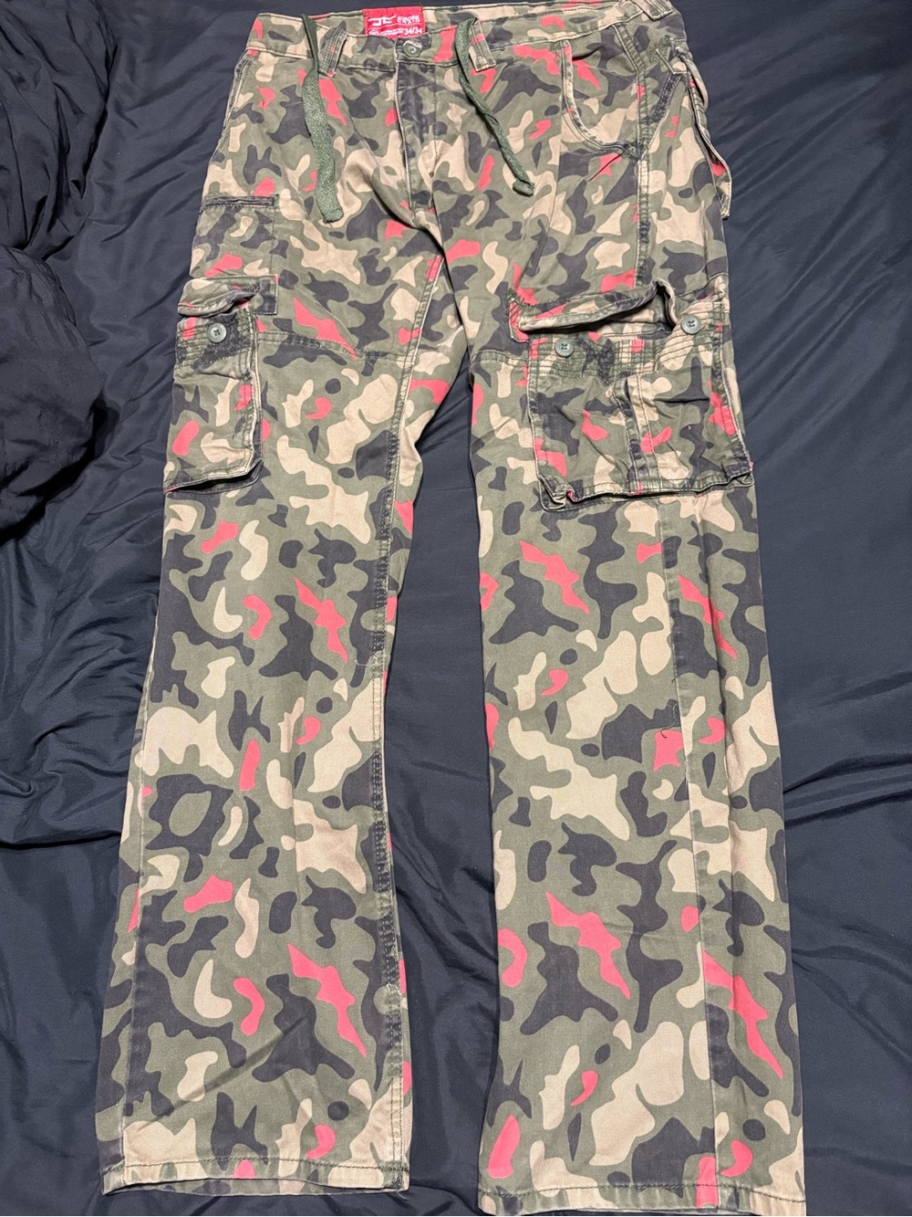 Jordan Craig Camo Cargo Pants 34x34 Green Red Streetwear Y2K